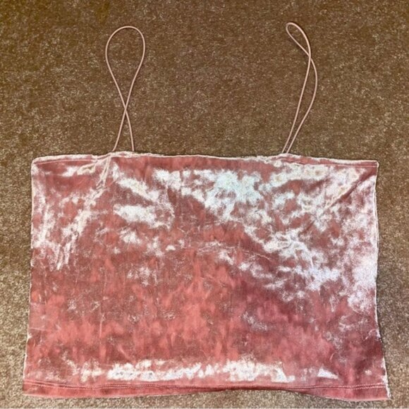Pink Crushed Velvet Crop Top H&M - Picture 1 of 3